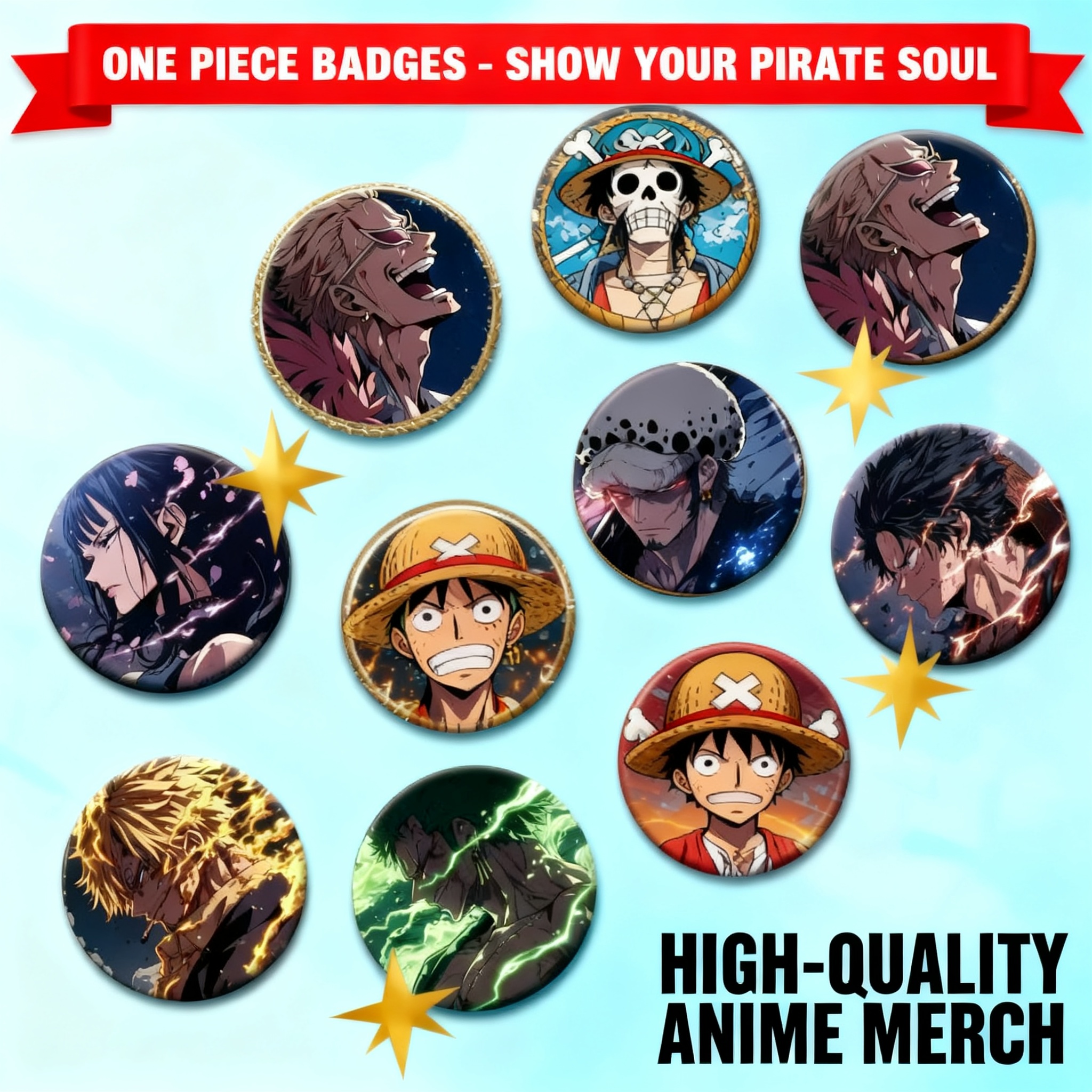 Anime Expo Merchandise - Badge One Piece Luffy Zoro Ace