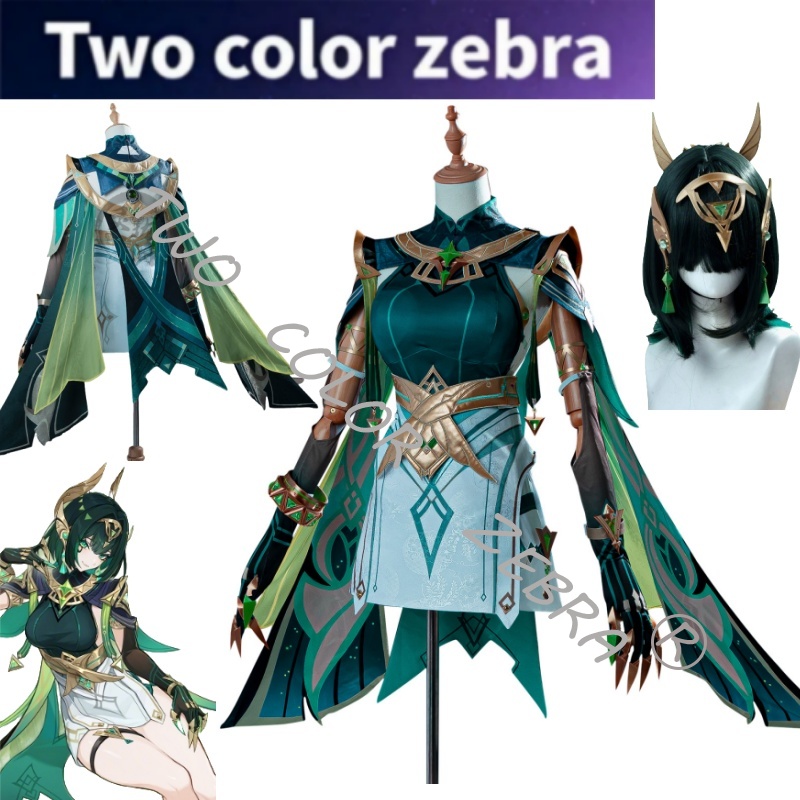 Cosplay Wig Colored - Costume Cosplay Genshin Impact Nefer Verde,
