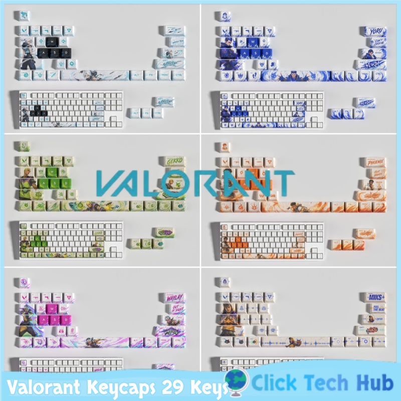 Keycap Artisan Anime - Keycaps Valorant 29 Tasti PBT Tema